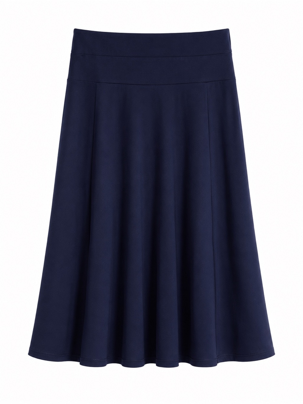 Roz & Ali Women A-Line Midi Skirt Navy Blue Stretch Large
